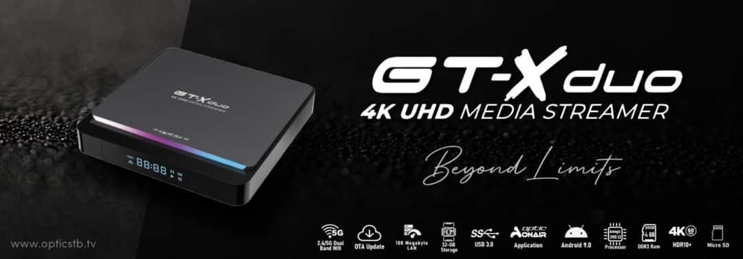 Optic STB GT-X Duo 4K UHD Android 9.0 IP-Receiver (Dual-WiFi, Bluetooth, MicroSD, HDMI, USB 3.0)